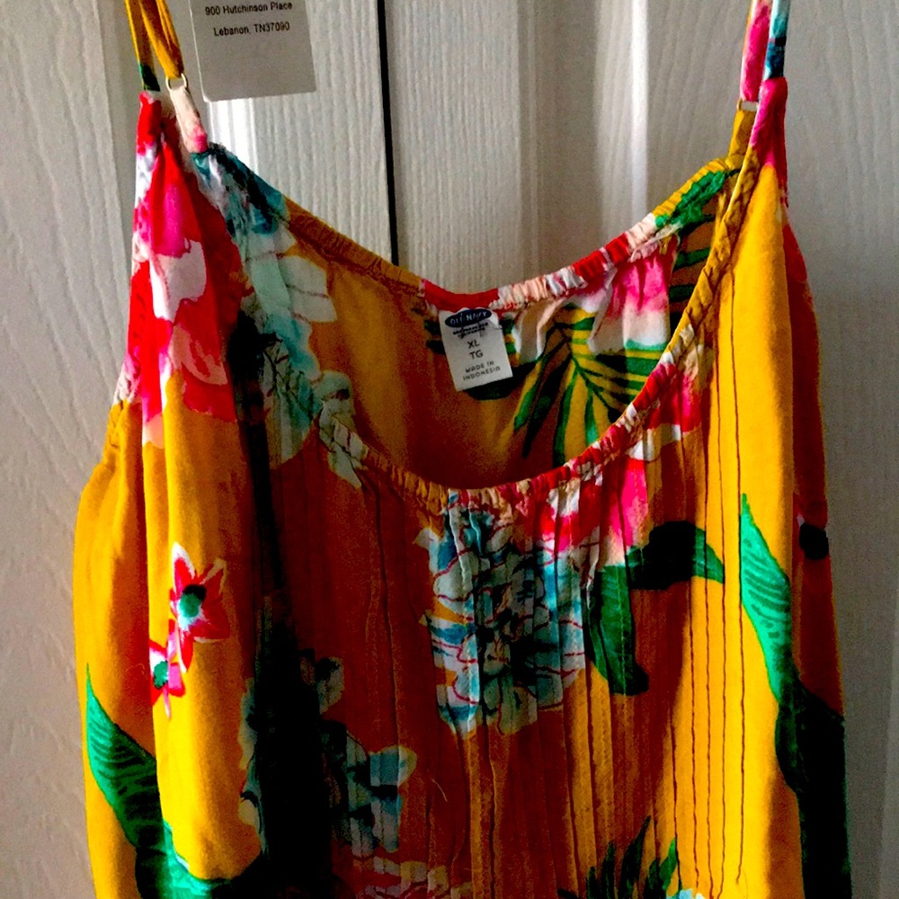 Old Navy Mustard Yellow Flowered Top FINAL SALE ITEM